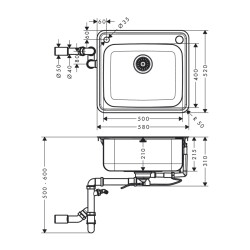 HansGrohe S41 S412 - F500 Gömme Eviye 500 - 43336800 - 2