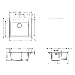 HansGrohe S51 S510 - F450 Ankastre Eviye 450 - 43312380 - 2