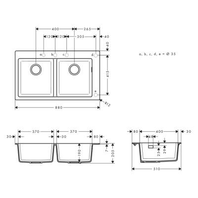 HansGrohe S51 S510 - F770 Ankastre Eviye 370/370 - 43316290 - 2