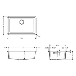 HansGrohe S51 S510 - U660 Tezgah Altı Eviye 660 - 43432380 - 2