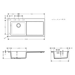 HansGrohe S51 S5110 - F450 Ankastre Eviye 450 Damlalıklı - 43330290 - 2