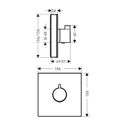 HansGrohe Showerselect Glass Termostat Yüksek Debi, Ankastre Montaj - 15734400 - 2