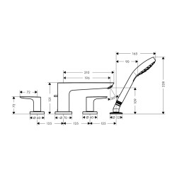 HansGrohe Talis E 4 - Delikli Küvet Kenarı Banyo Bataryası - 71748000 - 2