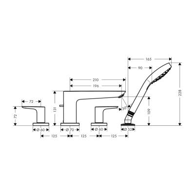 HansGrohe Talis E 4 - Delikli Küvet Kenarı Banyo Bataryası - 71748000 - 2