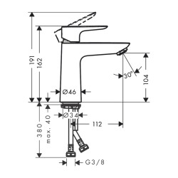 HansGrohe Talis E Tek Kollu Lavabo Bataryası 110 Bas - Aç Gider Seti İle - 71711000 - 2