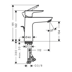 HansGrohe Talis E Tek Kollu Lavabo Bataryası 110 Coolstart, Kumandalı - 71713000 - 2