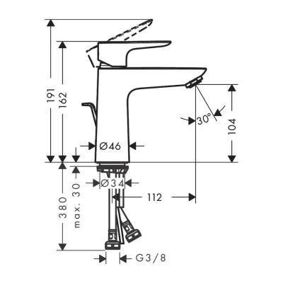 HansGrohe Talis E Tek Kollu Lavabo Bataryası 110 Kumandalı - 71710140 - 2