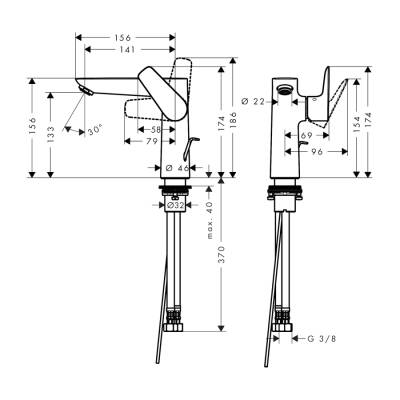 HansGrohe Talis E Tek Kollu Lavabo Bataryası 150 Kumandalı - 71754000 - 2