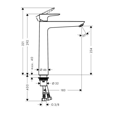 HansGrohe Talis E Tek Kollu Lavabo Bataryası 240 Kumandasız - 71717340 - 2