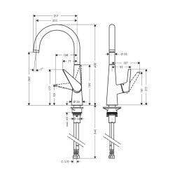 HansGrohe Talis M51 Tek Kollu Eviye Bataryası 260, Eco, 1Jet - 72816000 - 2