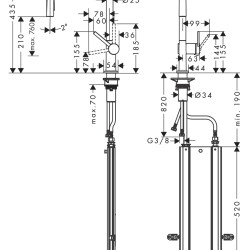 HansGrohe Talis M54 Tek Kollu Eviye Bataryası 210, Çekilebilir El Duşu, 2Jet, Sbox - 72801000 - 2