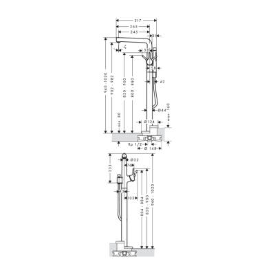 HansGrohe Talis S Tek Kollu Banyo Bataryası Yerden - 72412000 - 2