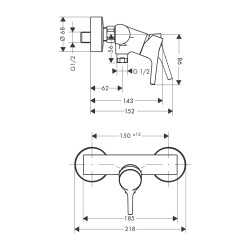 HansGrohe Talis S Tek Kollu Duş Bataryası Aplike - 72600000 - 2