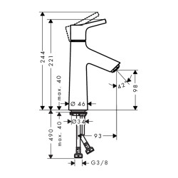 HansGrohe Talis S Tek Kollu Lavabo Bataryası 100 Coolstart, Kumandasız - 72023000 - 2