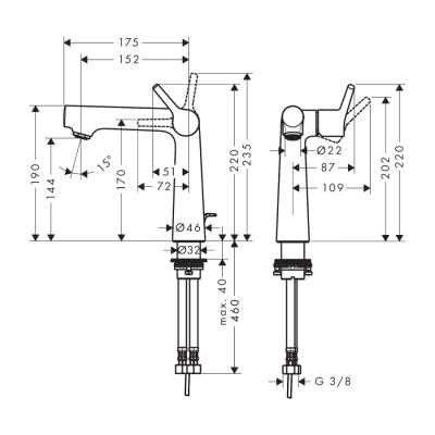 HansGrohe Talis S Tek Kollu Lavabo Bataryası 140 Kumandalı - 72113000 - 2