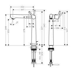 HansGrohe Talis S Tek Kollu Lavabo Bataryası 250 Kumandalı - 72115000 - 2