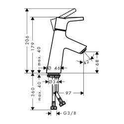 HansGrohe Talis S Tek Kollu Lavabo Bataryası 80 Bas - Aç Gider Seti İle - 72011000 - 2