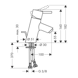 HansGrohe Talis S Tek Kollu Lavabo Bataryası Kumandalı - 32020000 - 2