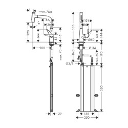 HansGrohe Talis Select M51 Tek Kollu Eviye Bataryası 220, Çekilebilir El Duşu, 2Jet, Sbox - 73868000 - 2