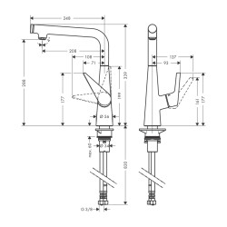 HansGrohe Talis Select M51 Tek Kollu Eviye Bataryası 300, 1Jet - 72820800 - 2