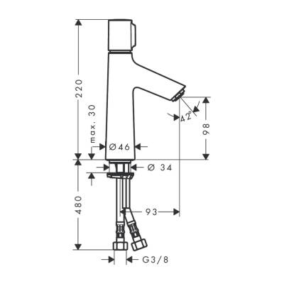 HansGrohe Talis Select S Lavabo Bataryası 100 Kumandasız - 72043000 - 2