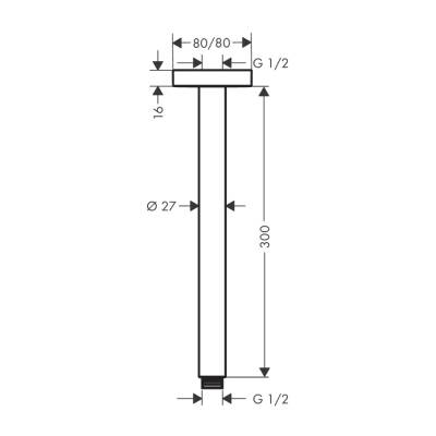 HansGrohe Tavan Bağlantısı E 300 Mm - 27388000 - 2