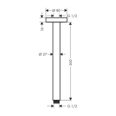 HansGrohe Tavan Bağlantısı S 30 Cm - 27389000 - 2