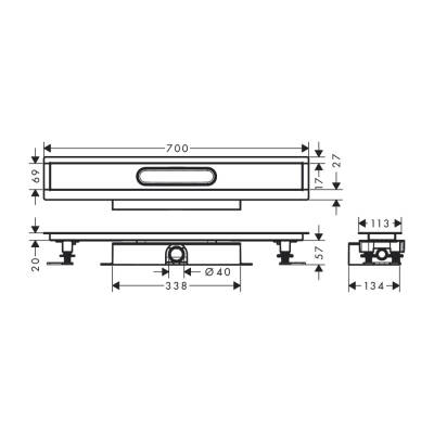 HansGrohe Ubox Universal Komple Set Düz Kurulum - 700 Duş Kanalı İçin - 56017180 - 2