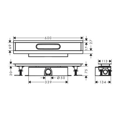 HansGrohe Ubox Universal Komple Set Standart Montaj - 600 Duş Gideri İçin - 56022180 - 2