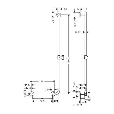 HansGrohe Unica Duş Barı Comfort 110 Cm, Sağ - 26404400 - 2