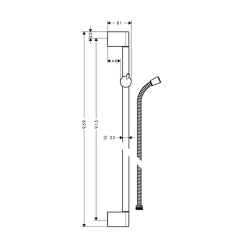 HansGrohe Unica Duş Barı Crometta 90 Cm, Duş Hortumu İle - 27614000 - 2