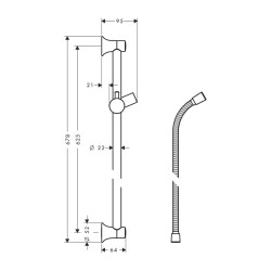 HansGrohe Unica Duş Barı Klasik 65 Cm, Duş Hortumu İle - 27617820 - 2