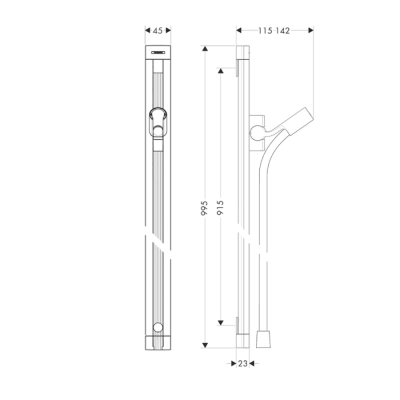 HansGrohe Unica Duş Barı Raindance 90 Cm, Duş Hortumu İle - 27636000 - 2