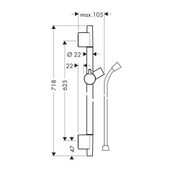 HansGrohe Unica Duş Barı S Puro 65 Cm, Duş Hortumu İle - 28632340 - 2