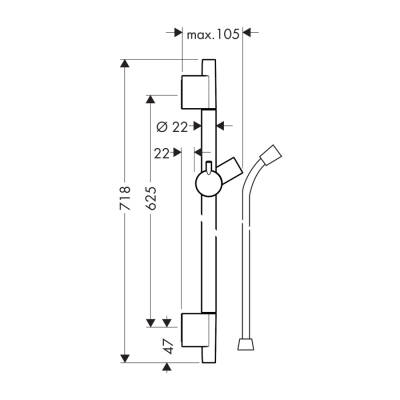 HansGrohe Unica Duş Barı S Puro 65 Cm, Duş Hortumu İle - 28632700 - 2