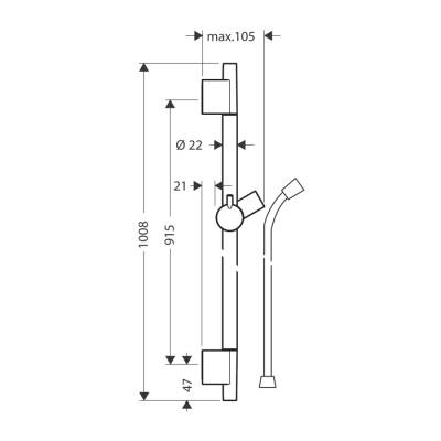 HansGrohe Unica Duş Barı S Puro 90 Cm, Duş Hortumu İle - 28631000 - 2