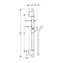 HansGrohe Unica Duş Barı S Puro 90 Cm, Duş Hortumu İle - 28631340 - 2