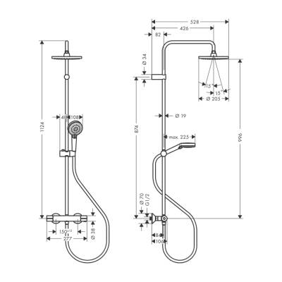 HansGrohe Vernis Blend Duş Kolonu 200 1Jet, Ecosmart, Termostatı İle - 26089000 - 2