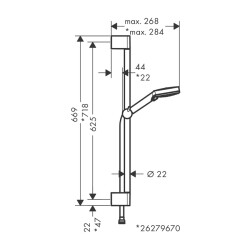 HansGrohe Vernis Blend Duş Seti Vario Ecosmart, 65 Cm Crometta Duş Barı İle - 26279000 - 2