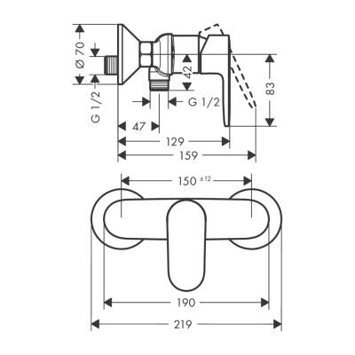 HansGrohe Vernis Blend Tek Kollu Duş Bataryası Aplike Montaj - 71640670 - 2