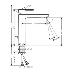 HansGrohe Vernis Blend Tek Kollu Lavabo Bataryası 190 Kumandalı - 71581000 - 2