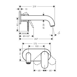 HansGrohe Vernis Blend Tek Kollu Lavabo Bataryası Ankastre Duvara Monte 20,7 Cm Gaga İle - 71576670 - 2