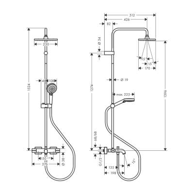 HansGrohe Vernis Shape Duş Kolonu 230 1Jet, Banyo Termostatı İle - 26284000 - 2