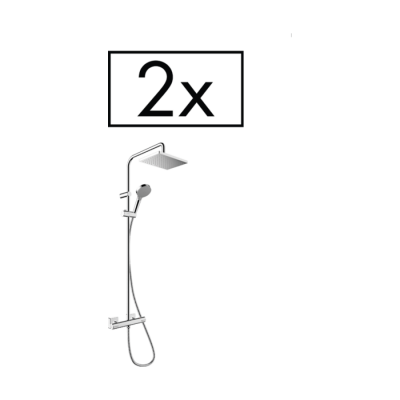 HansGrohe Vernis Shape Duş Kolonu 230 1Jet, Ecosmart, Duş Termostatı İle Proje Paketi (2'Li) - 26287000 - 1