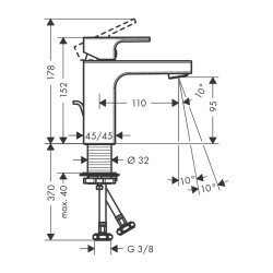 HansGrohe Vernis Shape Tek Kollu Lavabo Bataryası 100 Coolstart, Kumandalı - 71594000 - 2