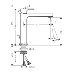 HansGrohe Vernis Shape Tek Kollu Lavabo Bataryası 190 Kumandalı - 71562670 - 2