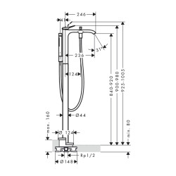 HansGrohe Vivenis Tek Kollu Banyo Bataryası Yerden - 75445000 - 2