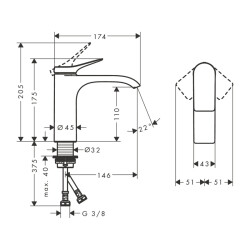 HansGrohe Vivenis Tek Kollu Lavabo Bataryası 110 Kumandasız - 75022000 - 2