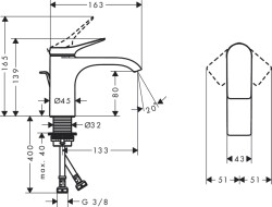 HansGrohe Vivenis Tek Kollu Lavabo Bataryası 80 Kumandalı - 75010000 - 2