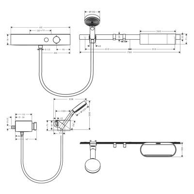 HansGrohe Wallstoris Set El Duşu 105 3Jet Ecosmart Activation, Termostat, 70 Cm Duş Barı Ve Depolama Seti - 24250670 - 2